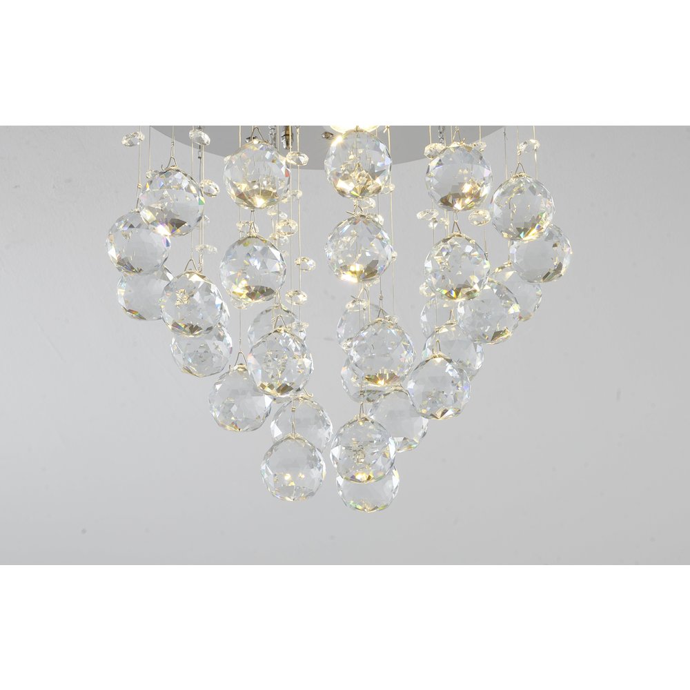 3-Light Chrome Flush Mount With Clear Crystals. Picture 5