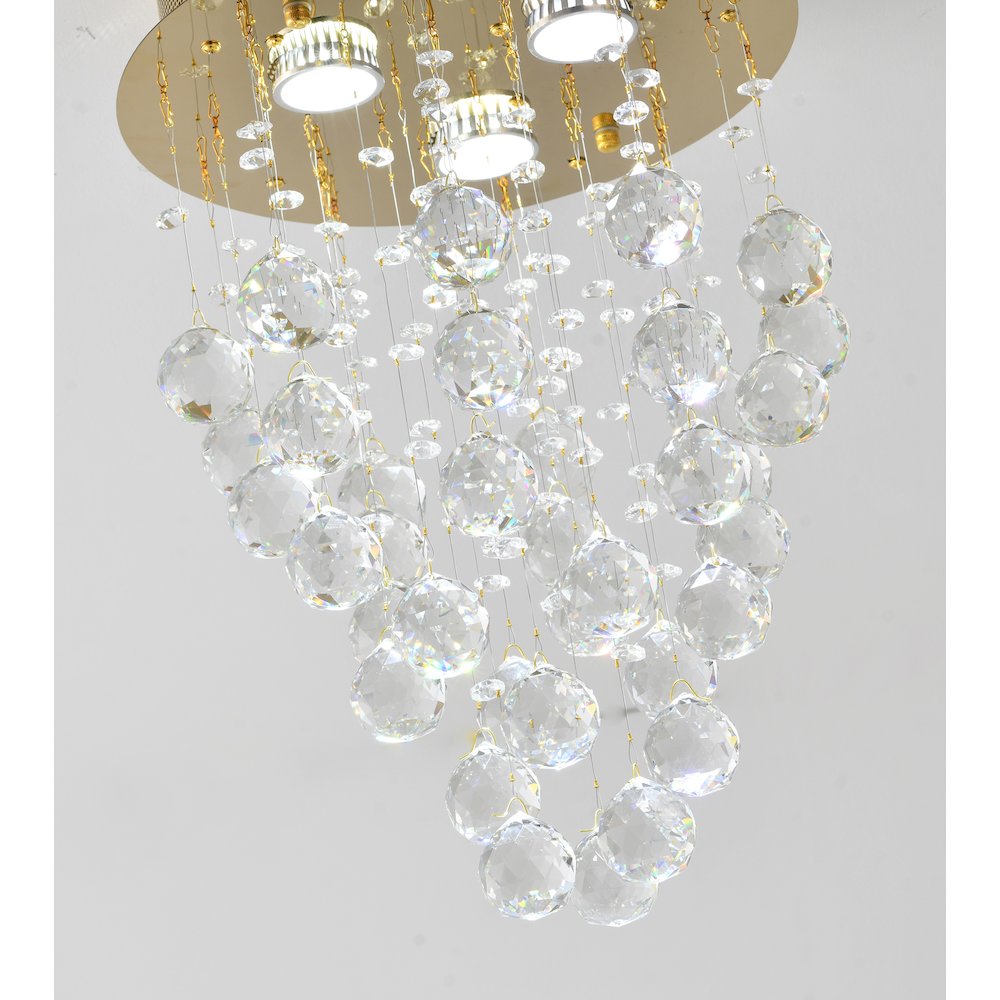 3-Light Gold Flush Mount With Clear Crystals. Picture 5