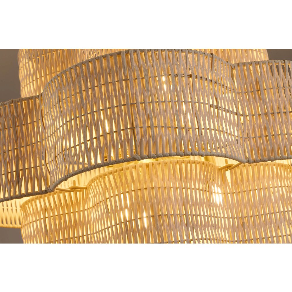 6-Light Brass Chandelier With A Nature Rattan Waved Basket Shade. Picture 3