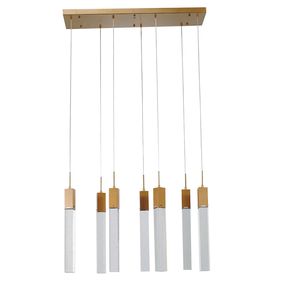7-Light Gold Island Lighting With A Clear Bubble Crystal. Picture 2