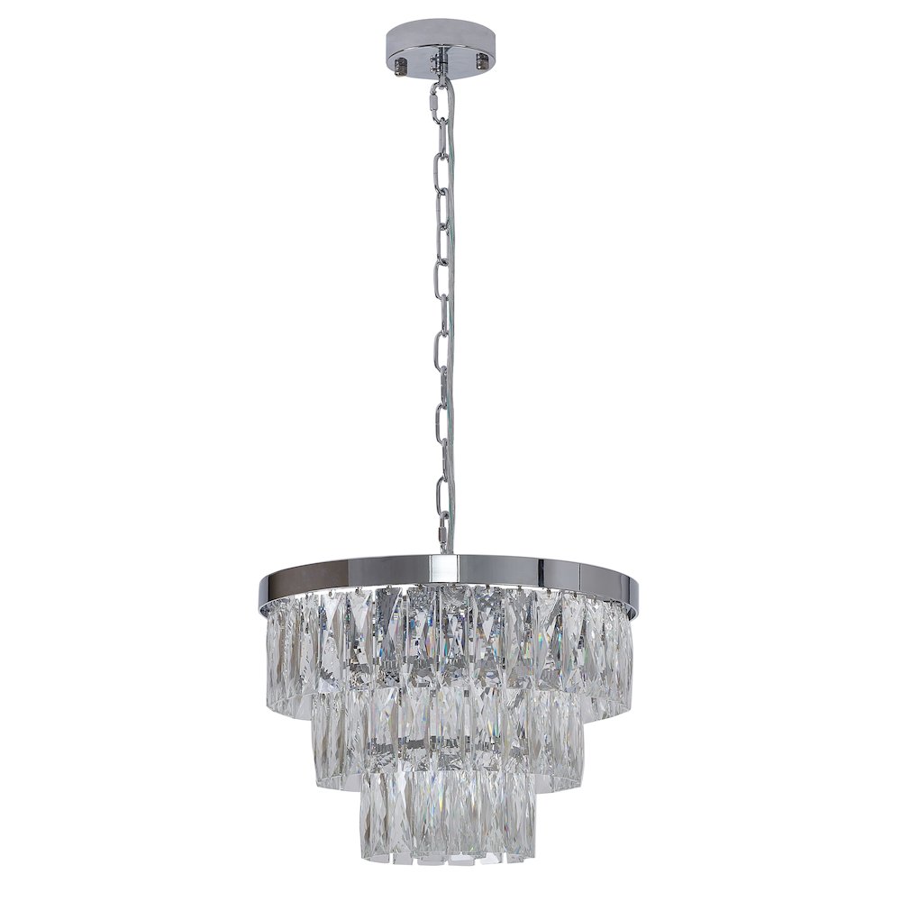 6-Light Chrome Metal Chandelier With Clear Crystal. Picture 2