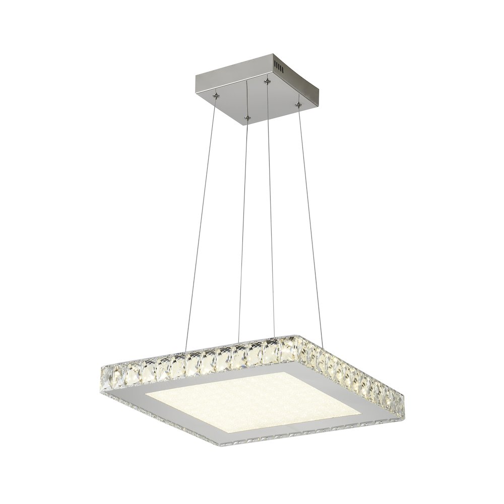 1-Light Chrome Dimmable LED Chandelier With Clear Crystals And A Diffuser. Picture 1