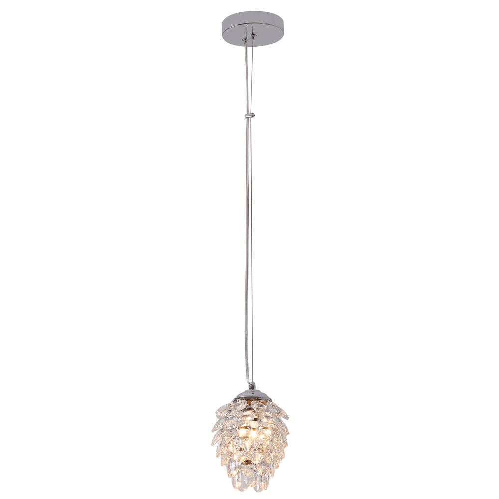 Single Pendant Lighting Chrome Iron & Crystal. Picture 1