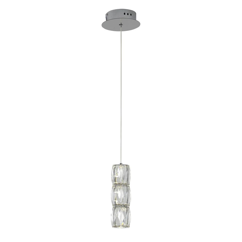 LED Single Pendant Lighting Chrome Metal & Crystal. Picture 1