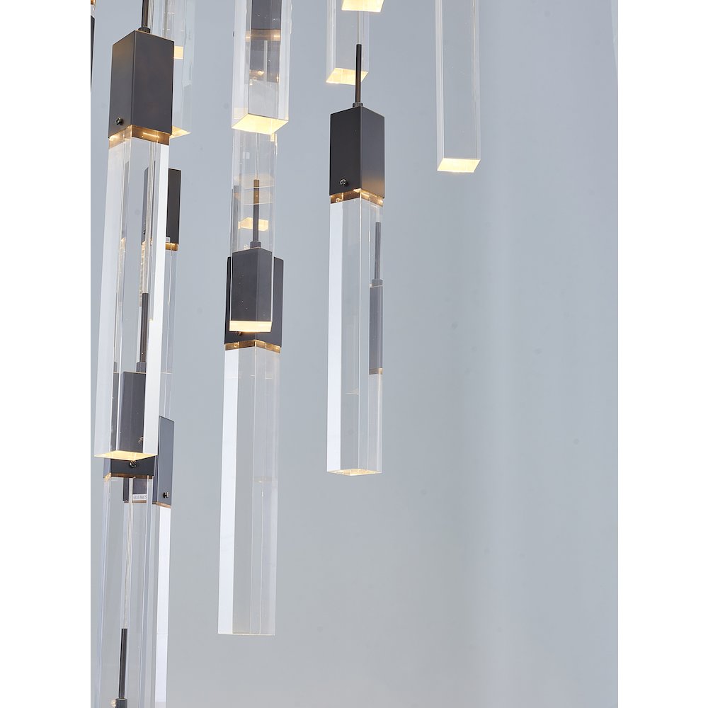 41-Light Matte Black Chandelier With A Clear Crystal. Picture 3