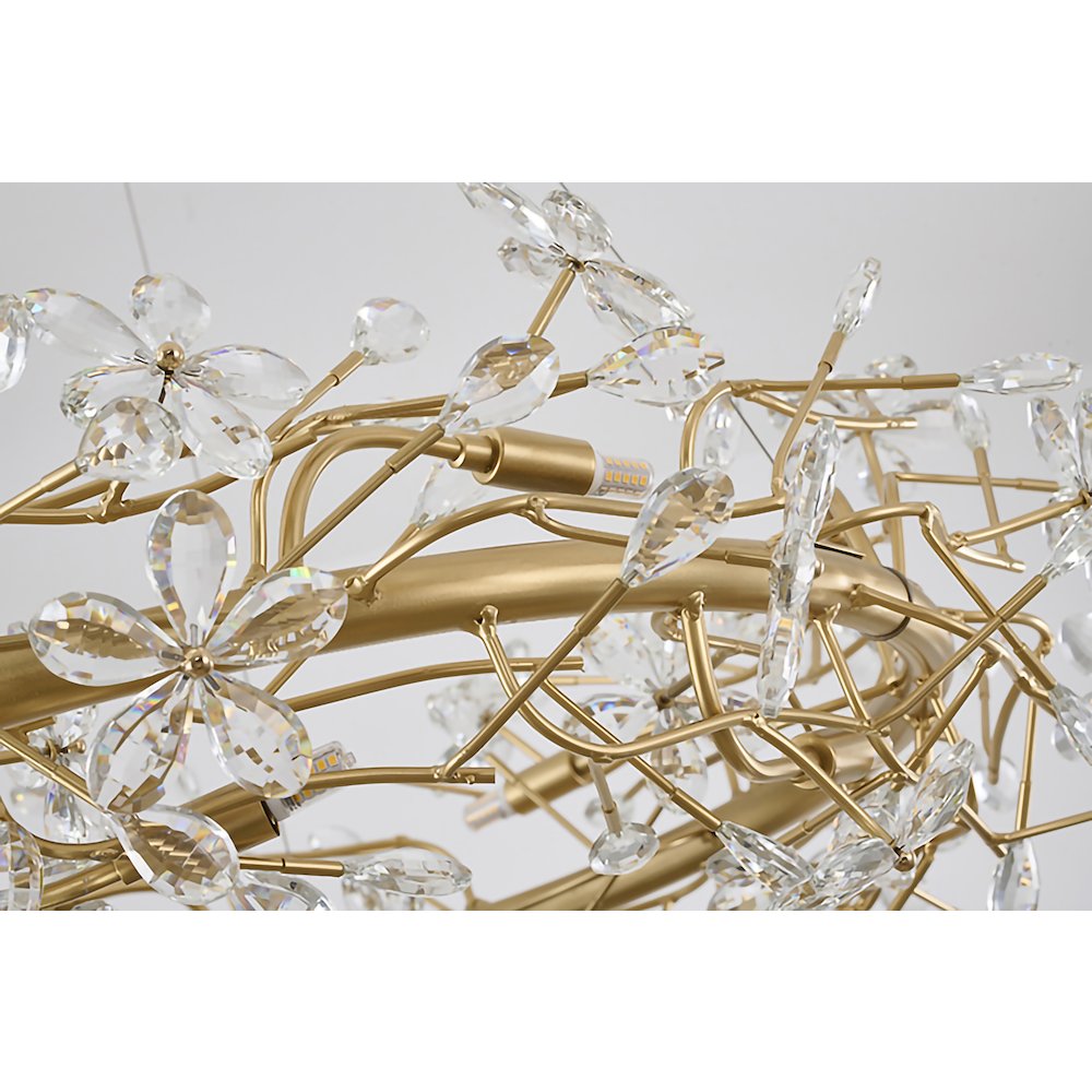 12-Light Gold Aluminum Chandelier With Clear Crystals. Picture 6