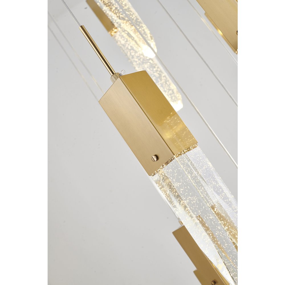 15-Light Gold Chandelier With A Clear iceberg bubble Crystal. Picture 4