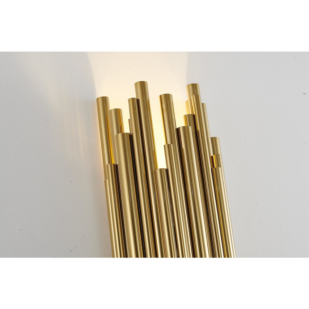 2-Light Gold Rod Stainless Steel Wall Sconce. Picture 4