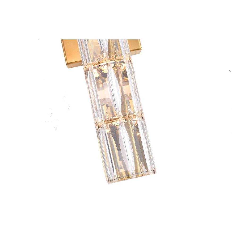 5-Light Gold Wall Sconce With Clear Crystal Accents. Picture 4
