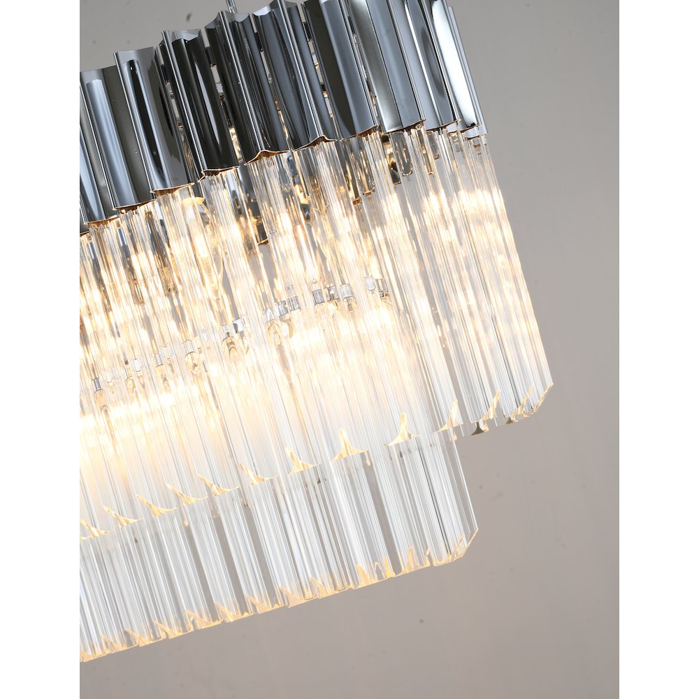 12-Light Chrome Chandelier With Clear Crystals. Picture 5