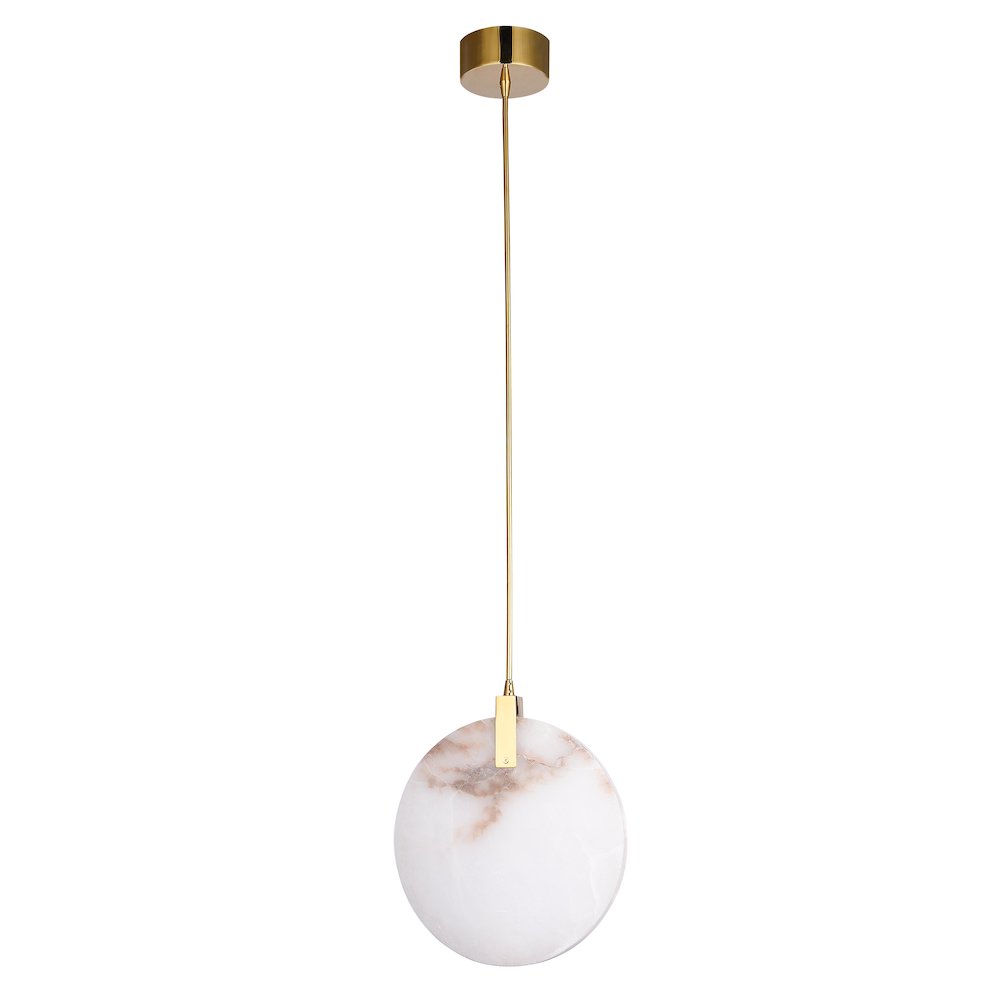1-Light Gold Stainless Steel LED Pendant With A Round Spanish Alabaster. Picture 2