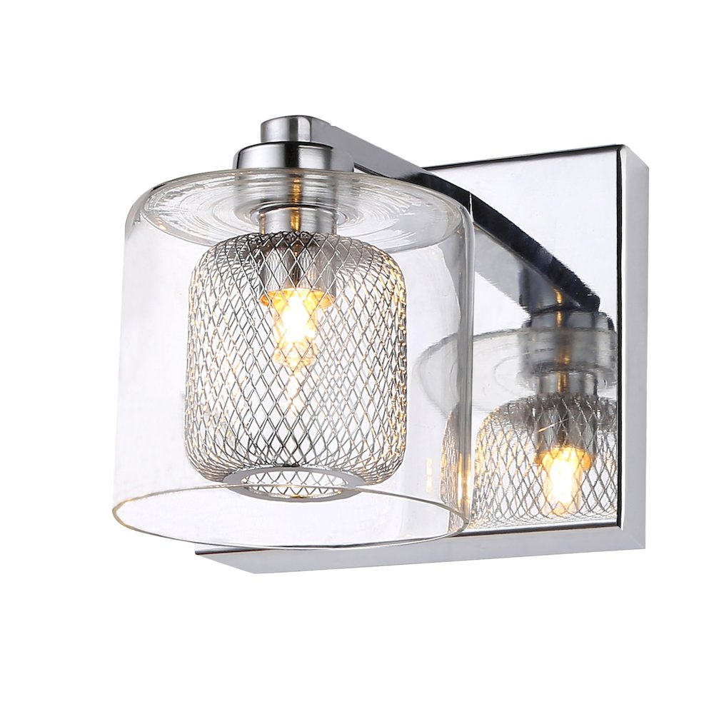 1-Light Chrome Wall Sconce With A Glass Cover. Picture 1