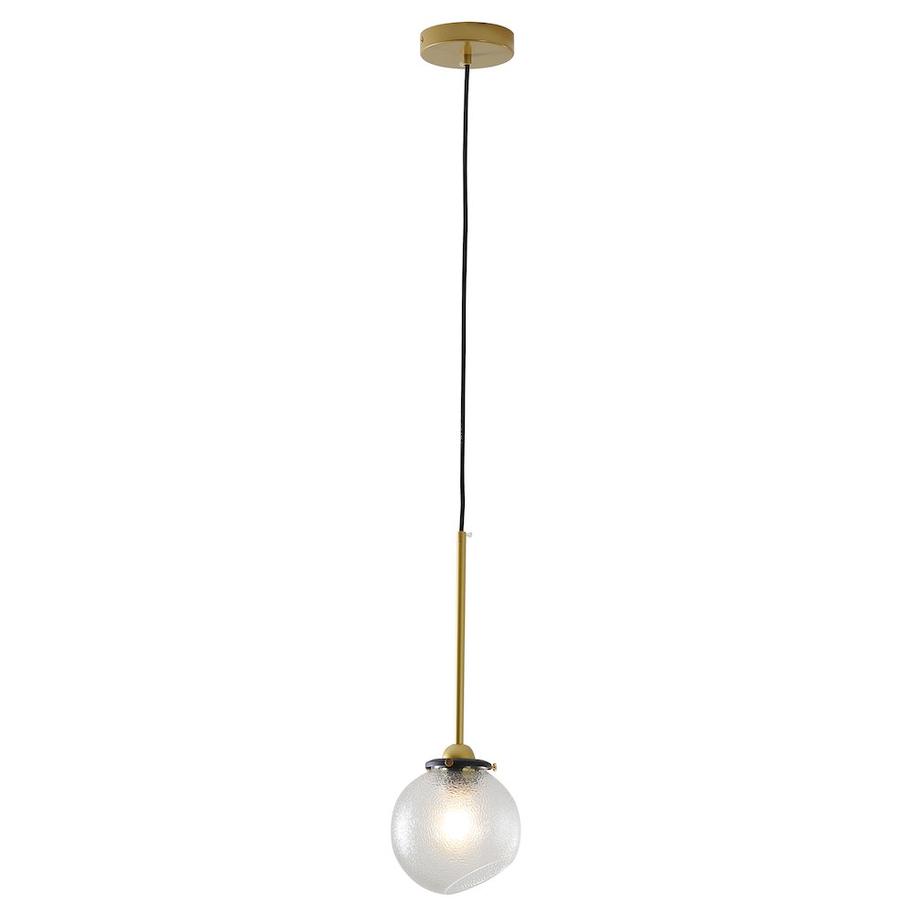 1-Light Gold Plated Single Pendant With A Clear Glass Shade. Picture 1