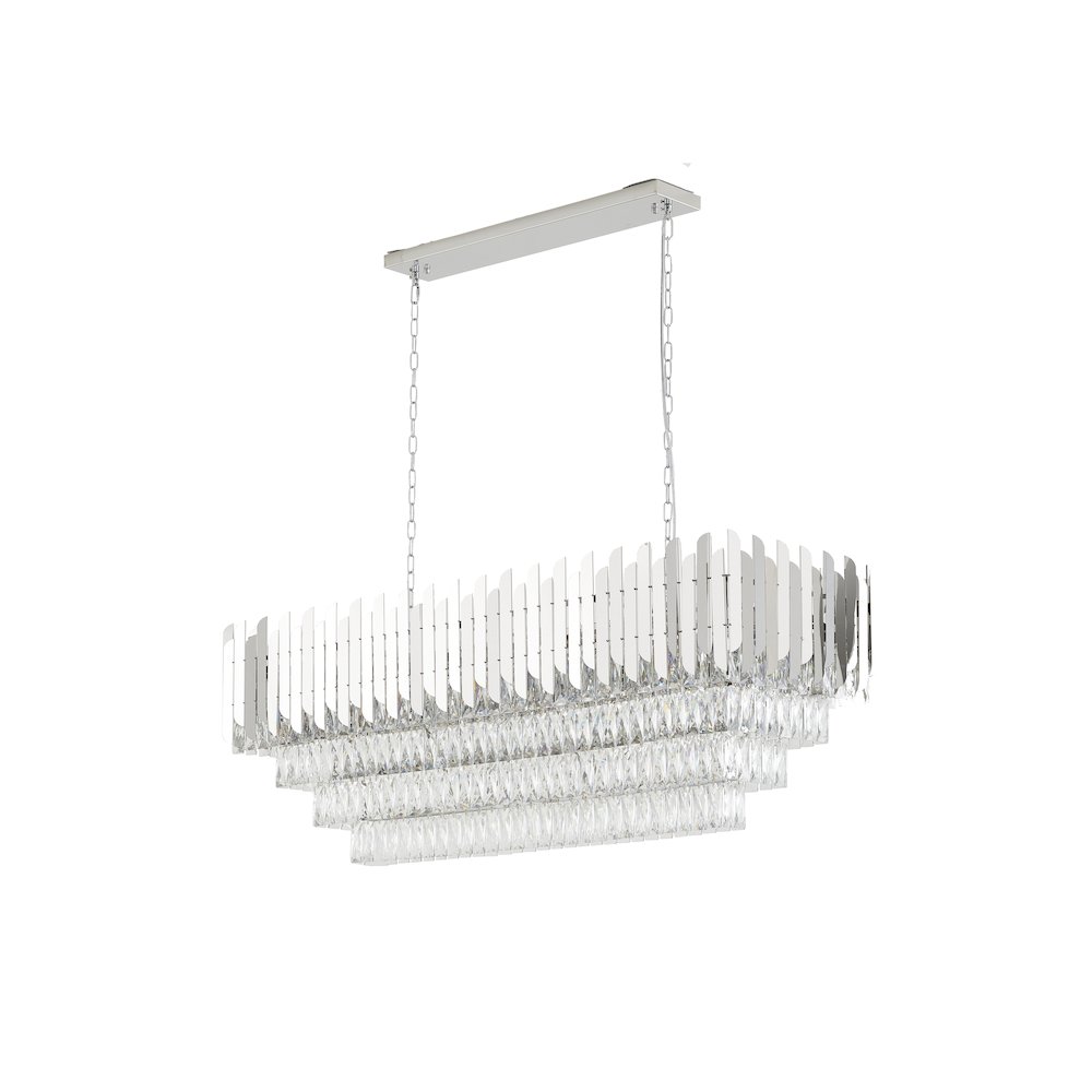14-Light Chrome Stainless Steel Chandelier With Clear Crystal Accents. Picture 3