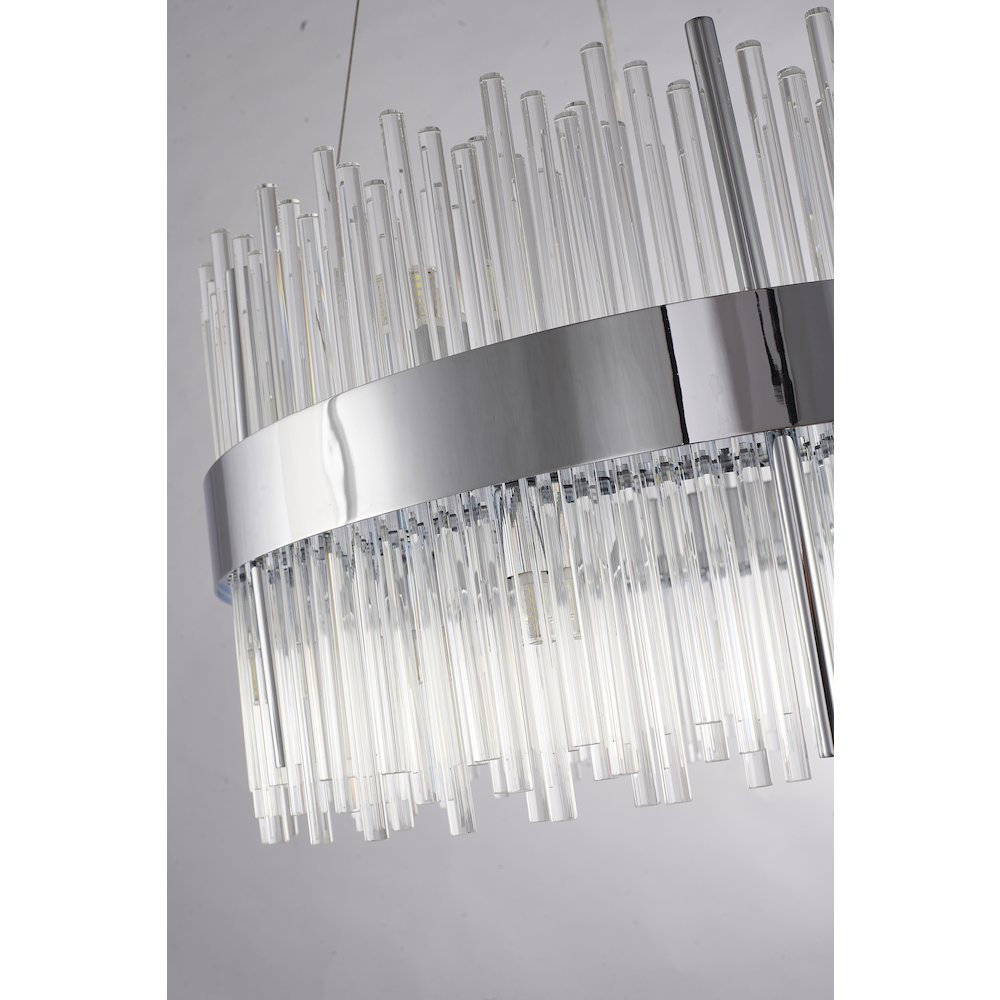14-Light Chrome Chandelier With Clear Glass Rods. Picture 3