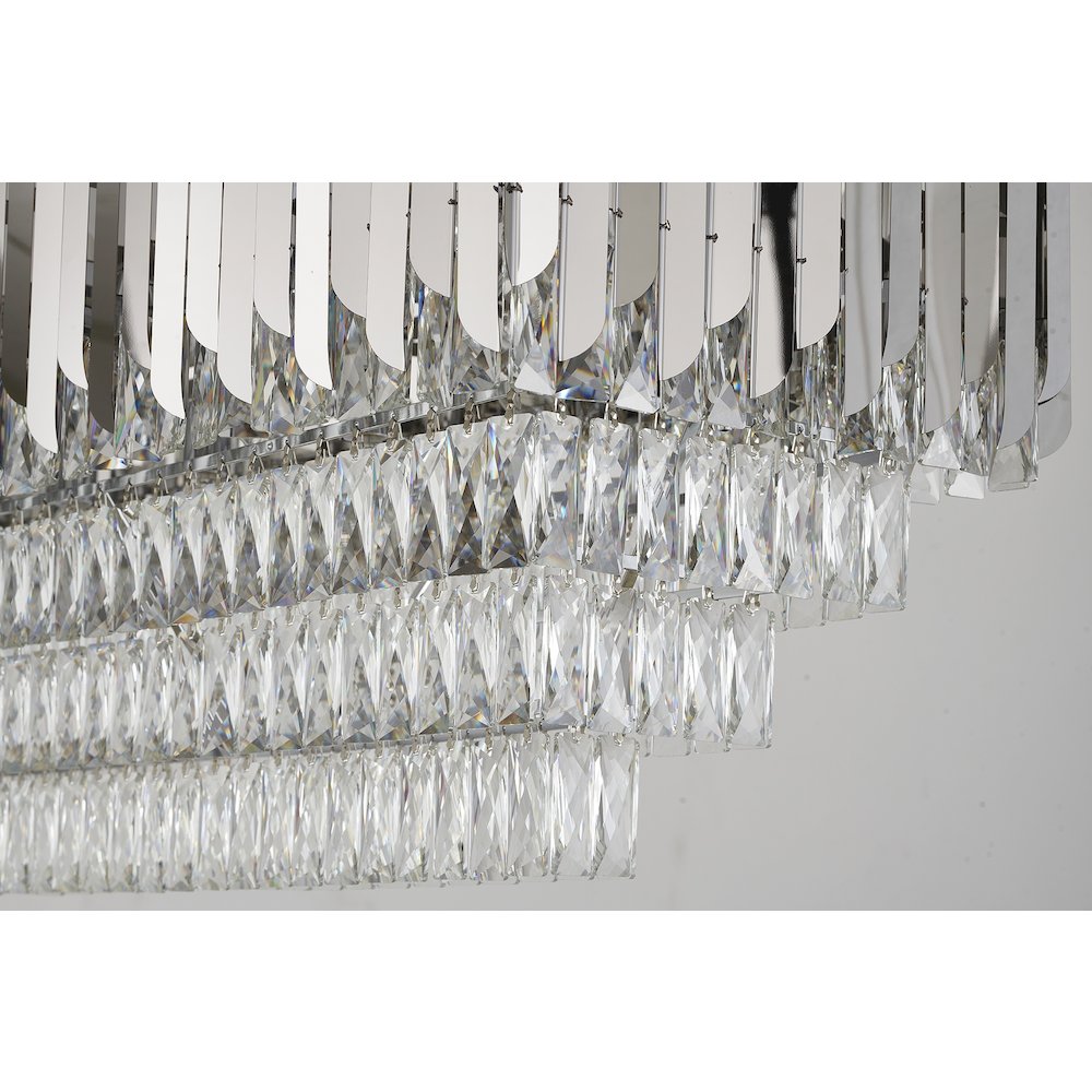 14-Light Chrome Stainless Steel Chandelier With Clear Crystal Accents. Picture 6