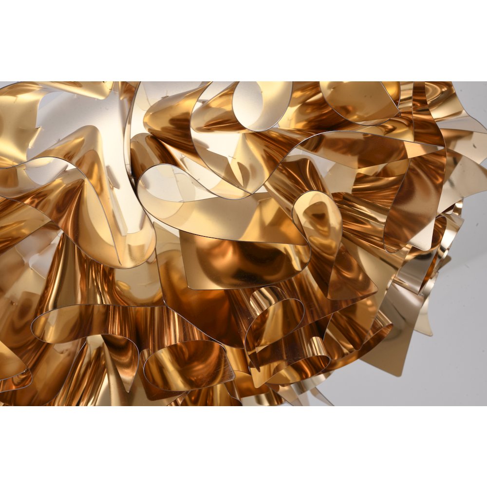 1-Light Shiny Gold Acrylic LED Chandelier With White hardware. Picture 3