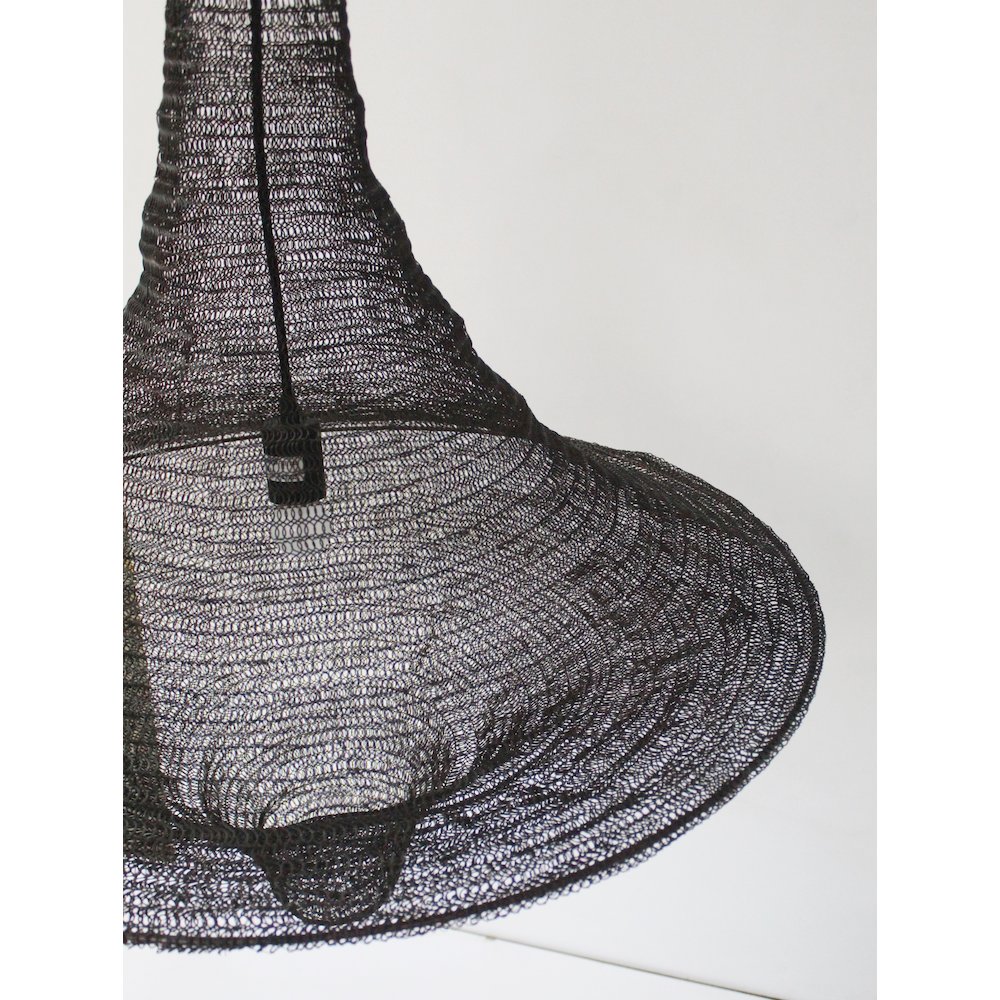 1-Light Satin Black Pendant With A Chain Basket Shade. Picture 3