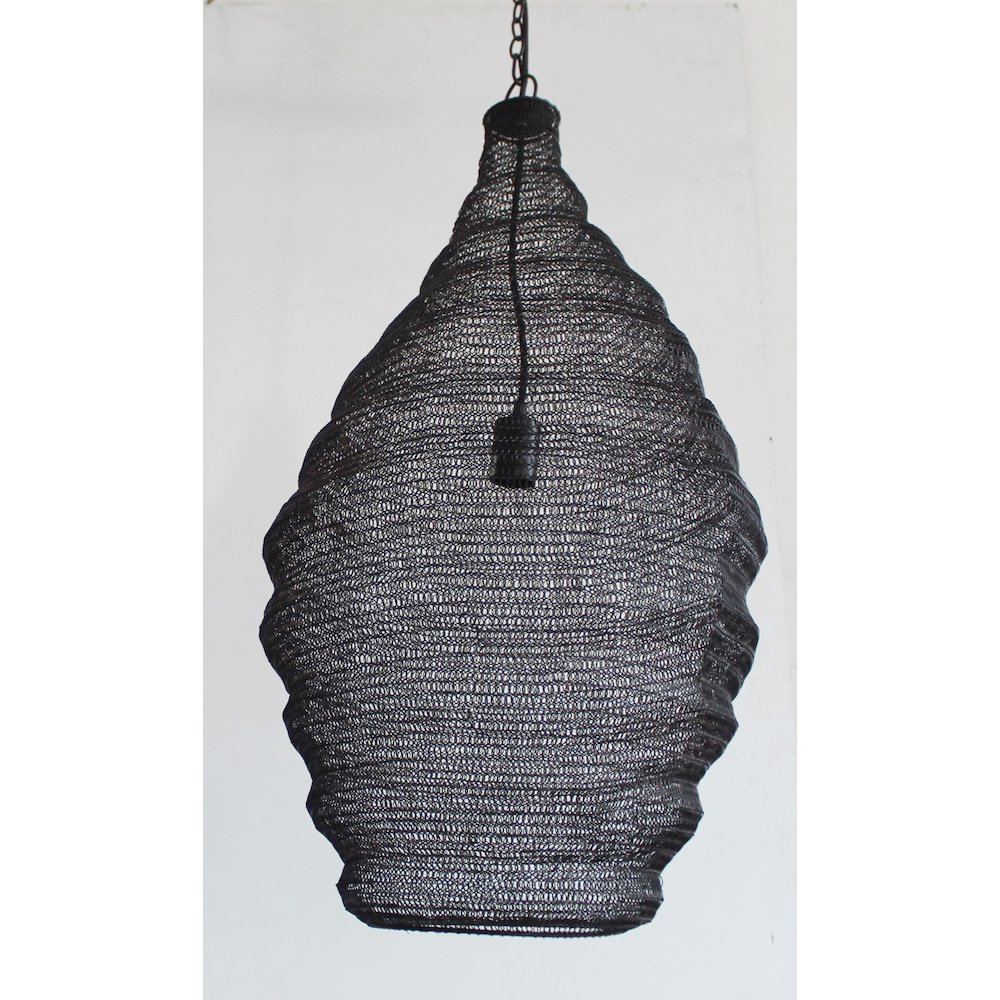 1-Light Satin Black Pendant With A Chain Basket Shade. Picture 4