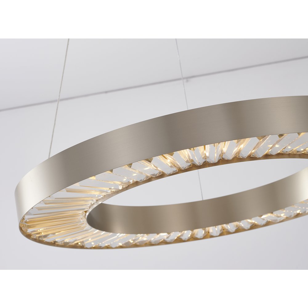 1-Light Gold Stainless Steel LED Chandelier With Clear Crystals. Picture 3