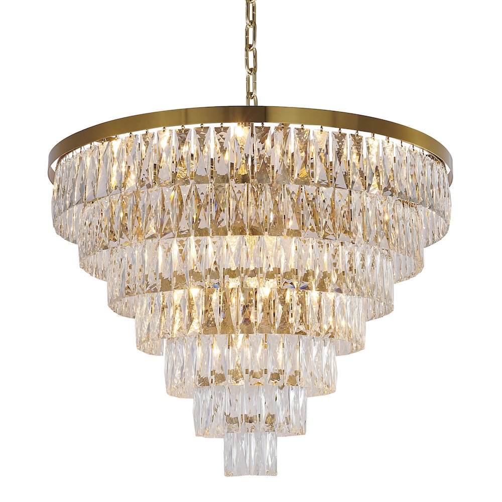 27-Light Gold Chandelier With Clear Crystals. Picture 1