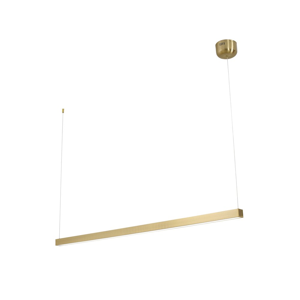 1-Light Brass LED Chandelier With A White Acrylic Diffuser. Picture 1