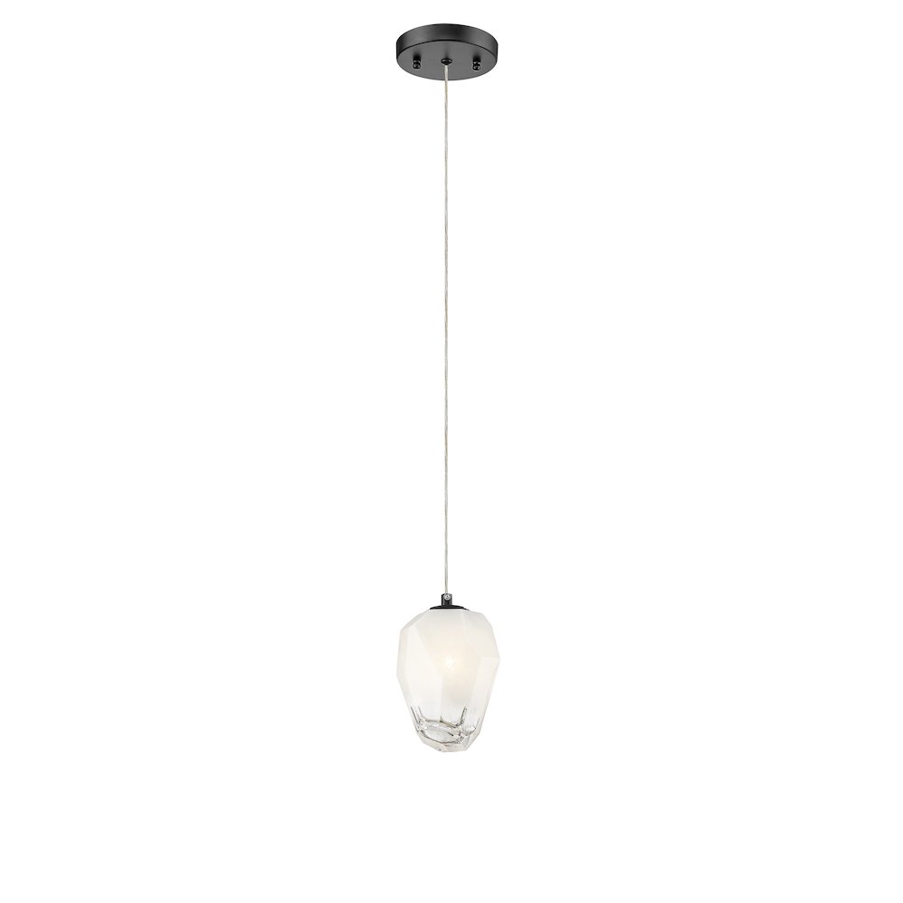1-Light Black Pendant With A White Glass Shade. Picture 2