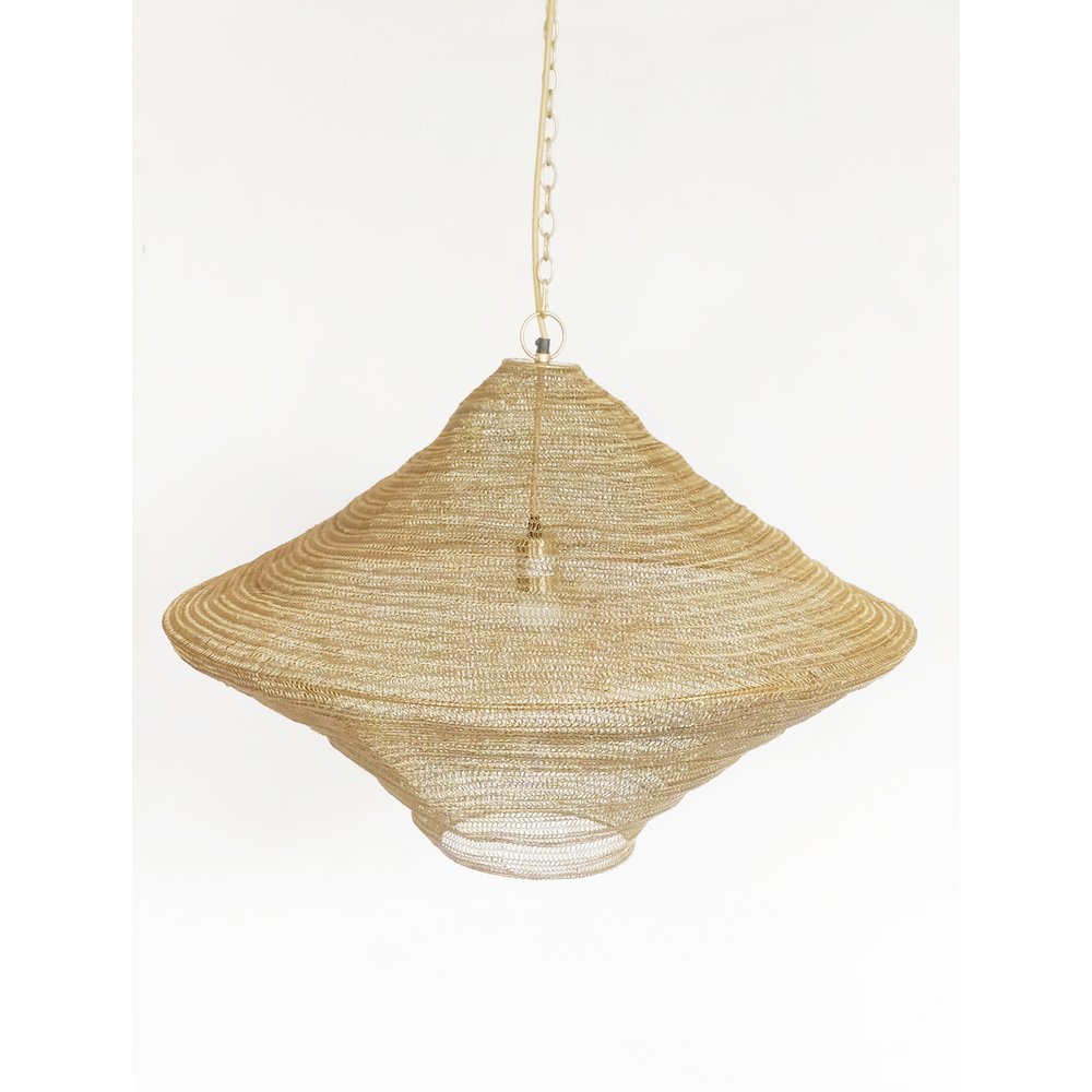 1-Light Gold Pendant With A Chain Basket Shade. Picture 2
