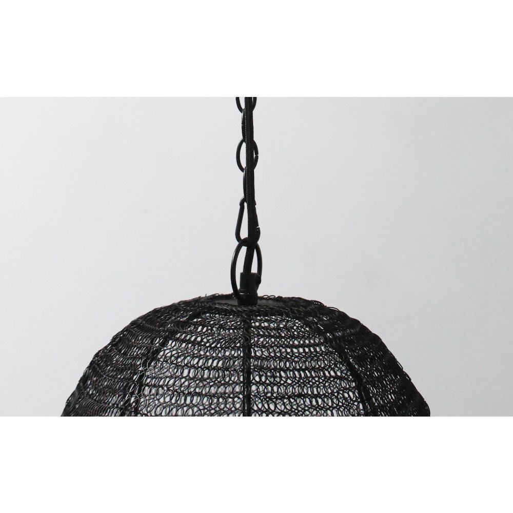 1-Light Satin Black Pendant With A Chain Basket Shade. Picture 4