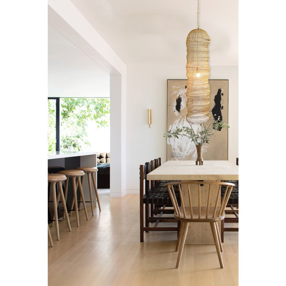 1-Light Gold Pendant With A Chain Basket Shade. Picture 7