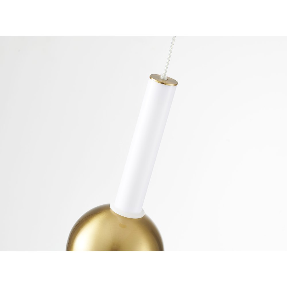 1-Light Gold LED Pendant With A White Glass Shade. Picture 3