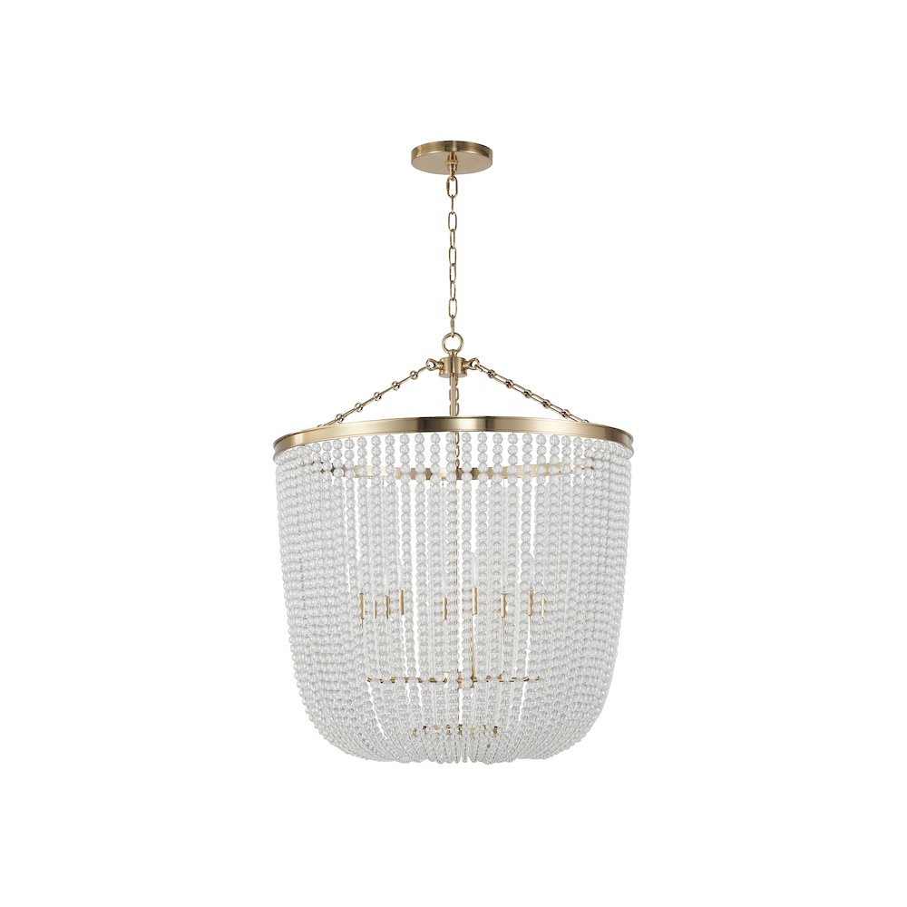 8-Light Gold Chandelier With Clear Beaded hanging Glass. Picture 2