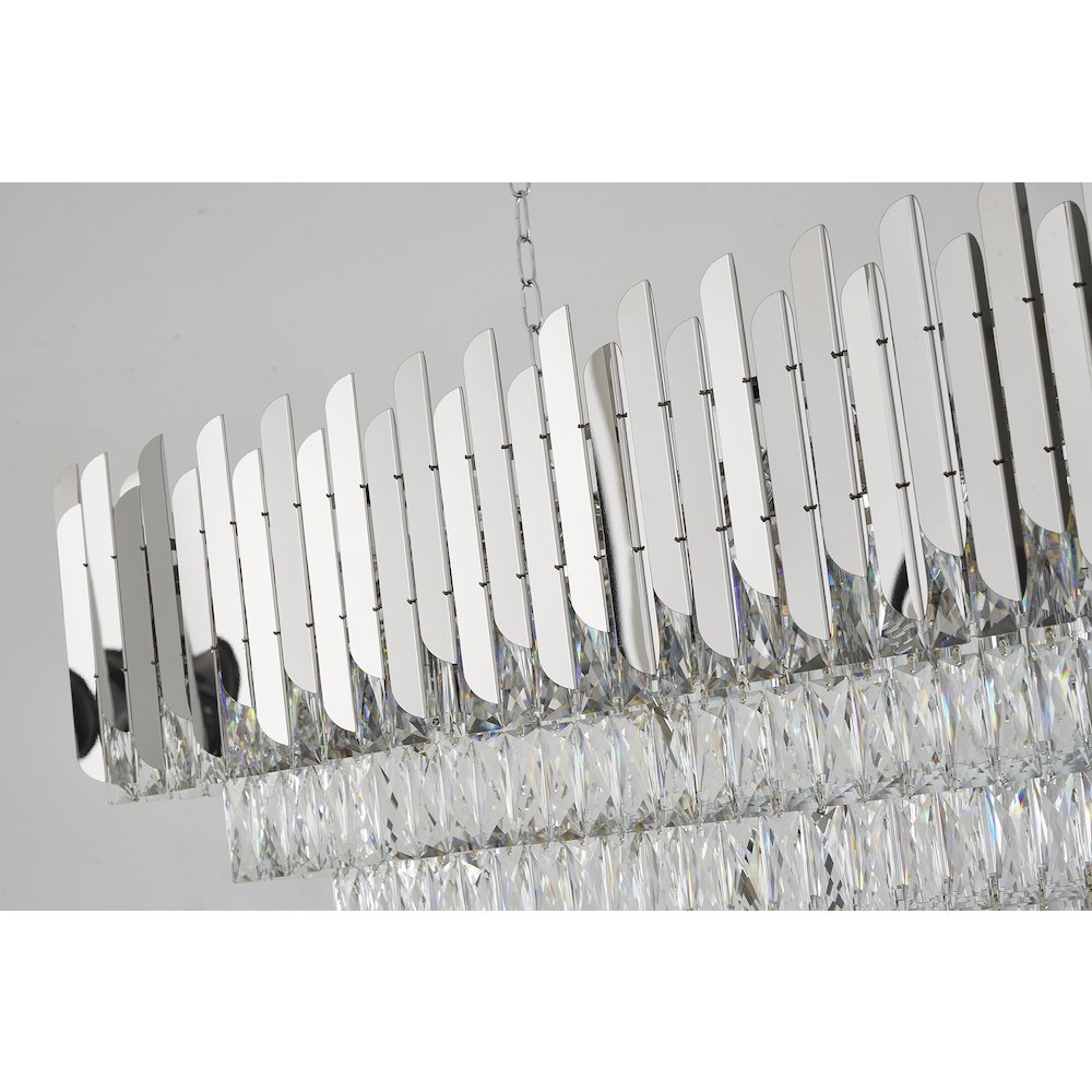 14-Light Chrome Stainless Steel Chandelier With Clear Crystal Accents. Picture 7