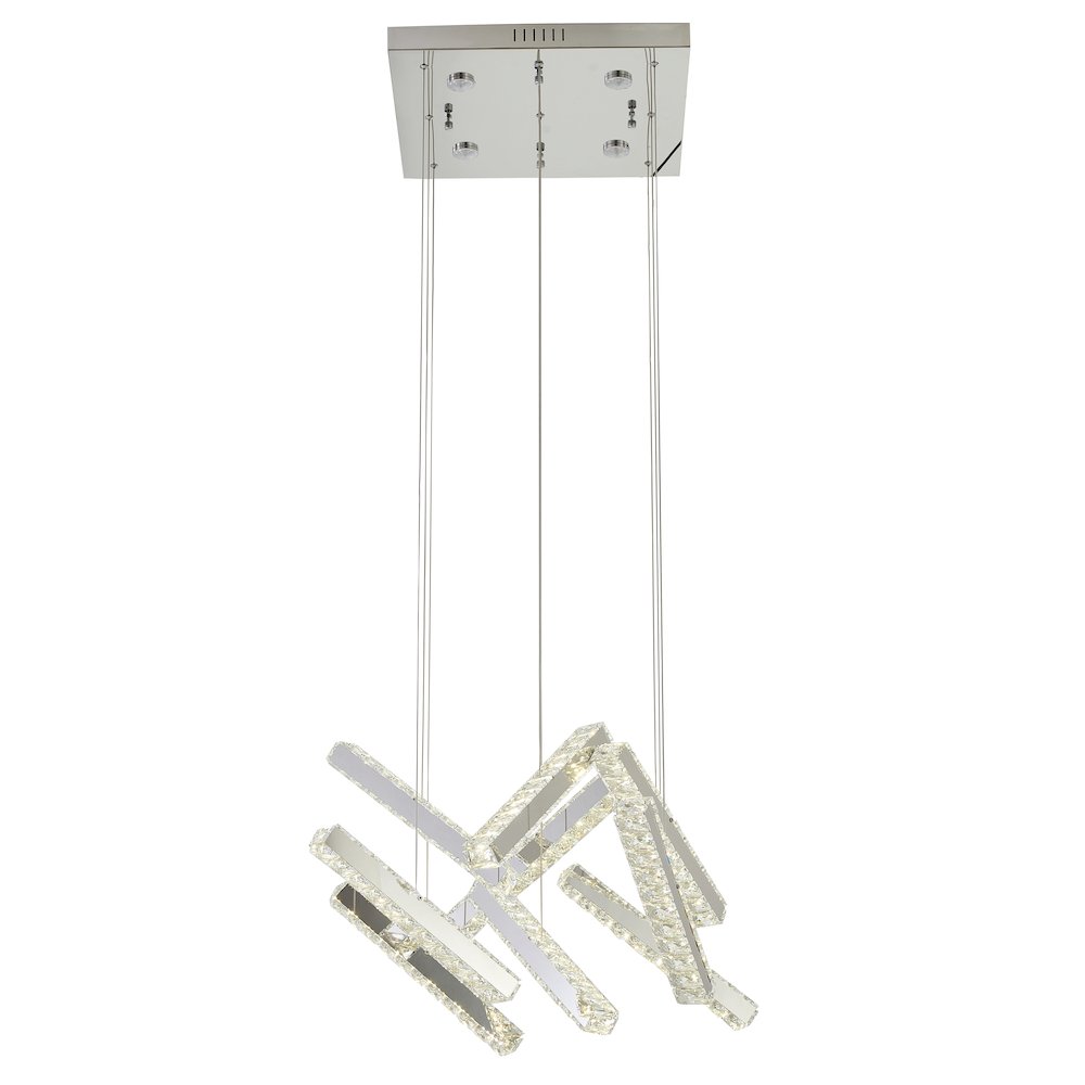 10-Light Chrome LED Chandelier With Clear Crystal Accents. Picture 1