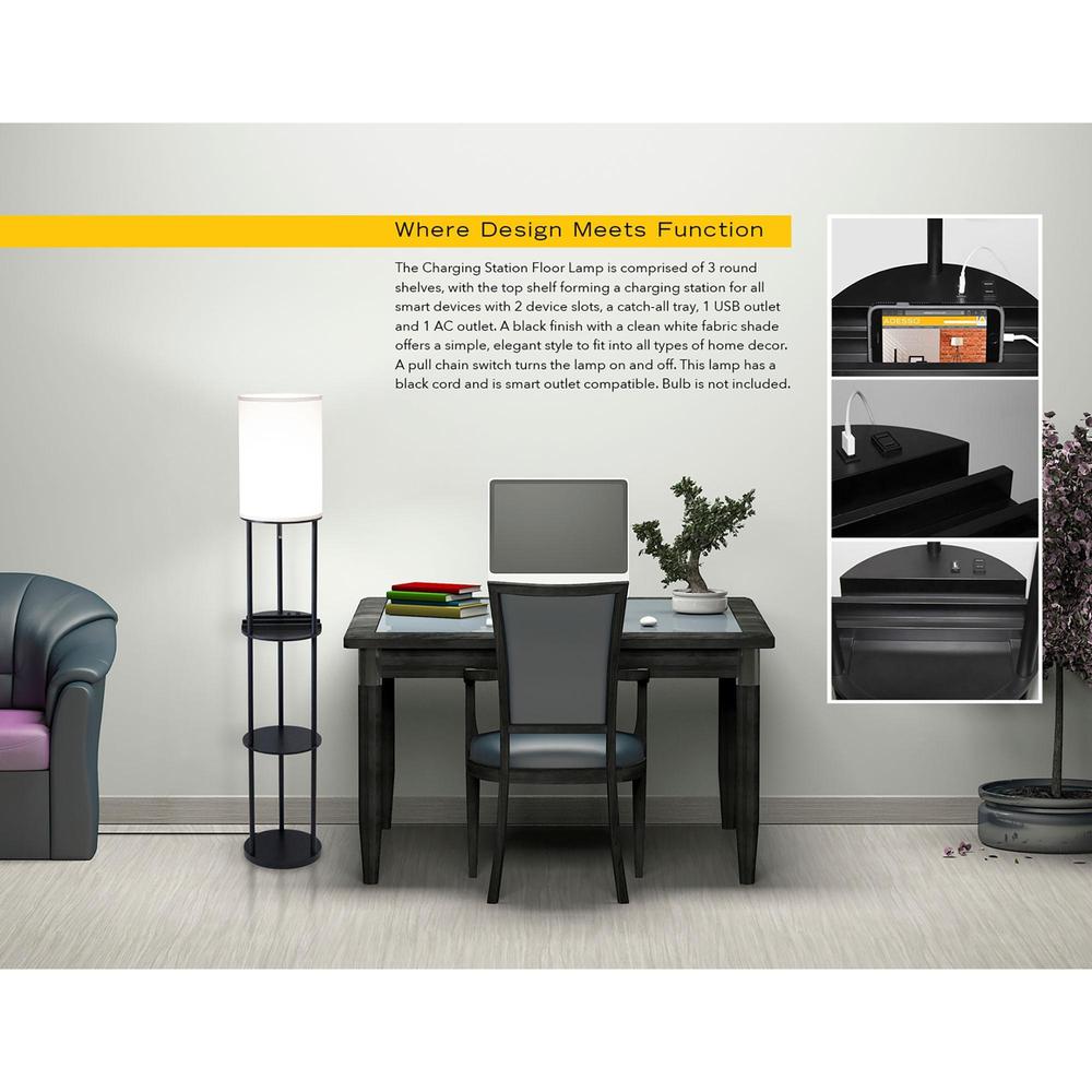 Charging Station Shelf Floor Lamp. Picture 2