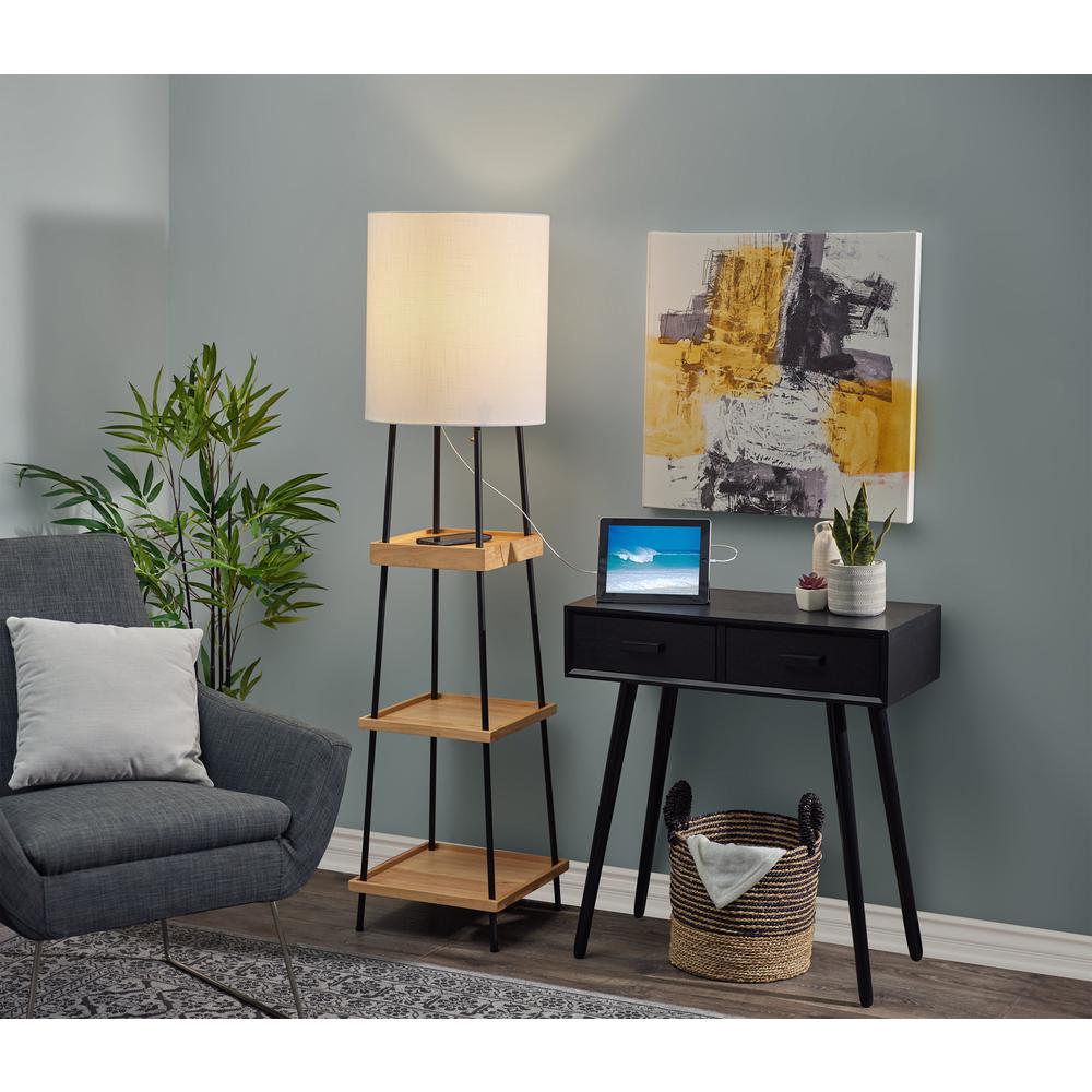 Henry AdessoCharge Shelf Floor Lamp- Natural. Picture 2