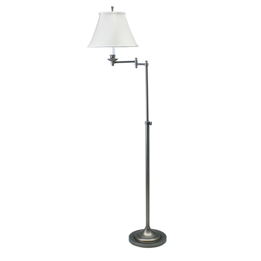 Club Adjustable Antique Silver Floor Lamps. Picture 1