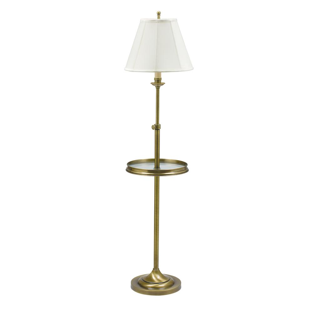 Club Adjustable Antique Brass Floor Lamps with glass table. Picture 1