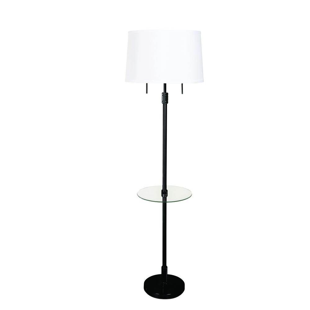 Killington Black Floor Lamps with glass table and hardback shade. Picture 1