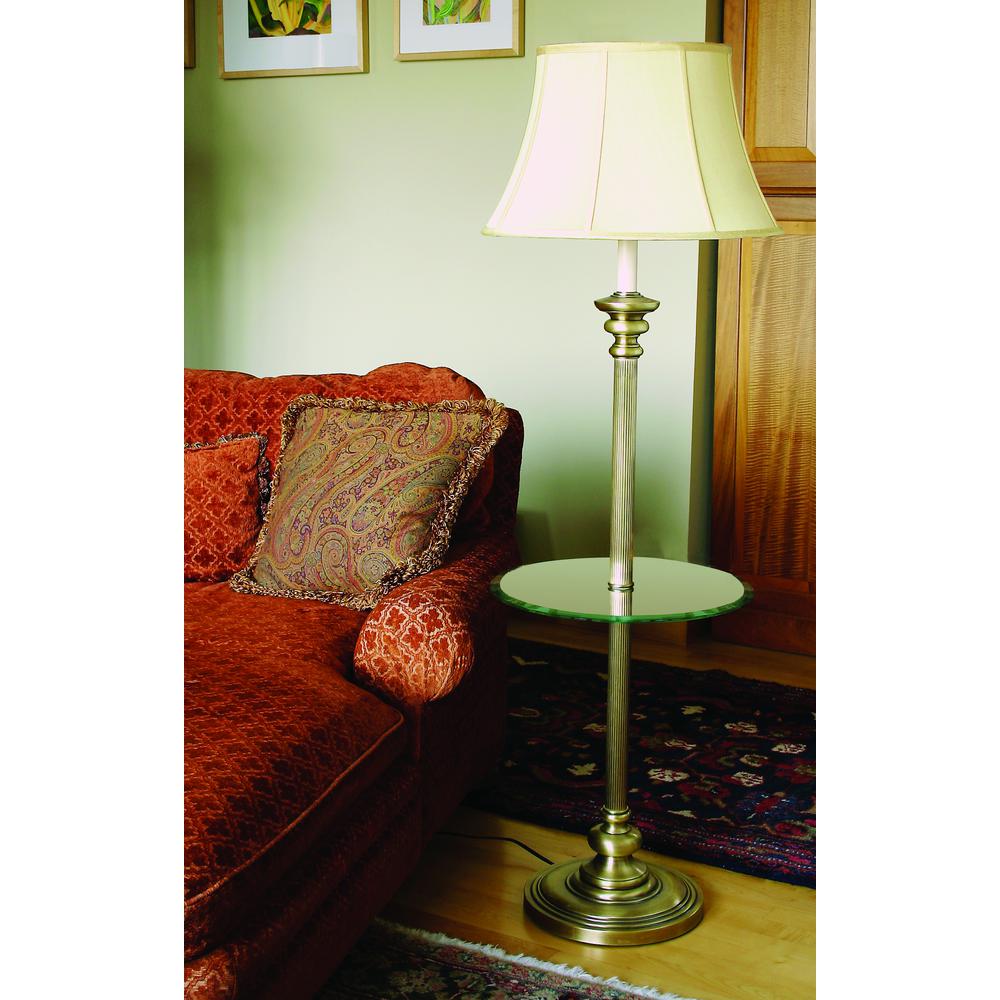 Newport 55.75" Antique Brass Floor with Table. Picture 2