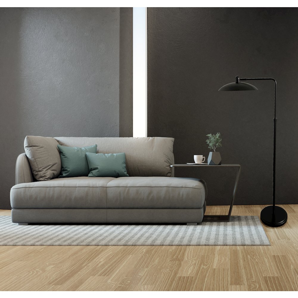 Ridgeline black adjustable floor lamp with metal dome shaped shade. Picture 2