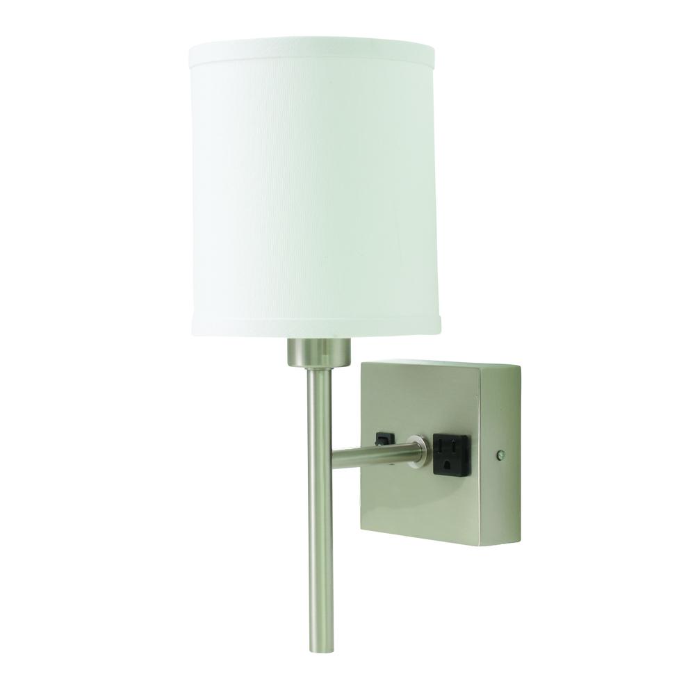 Wall Swings in Satin Nickel with Convenience Outlet. Picture 1
