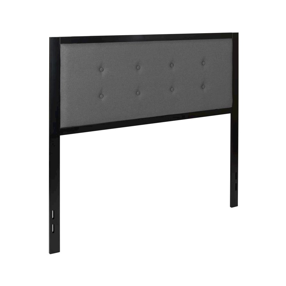 Metal Tufted Upholstered Full Size Headboard in Dark Gray Fabric. Picture 1