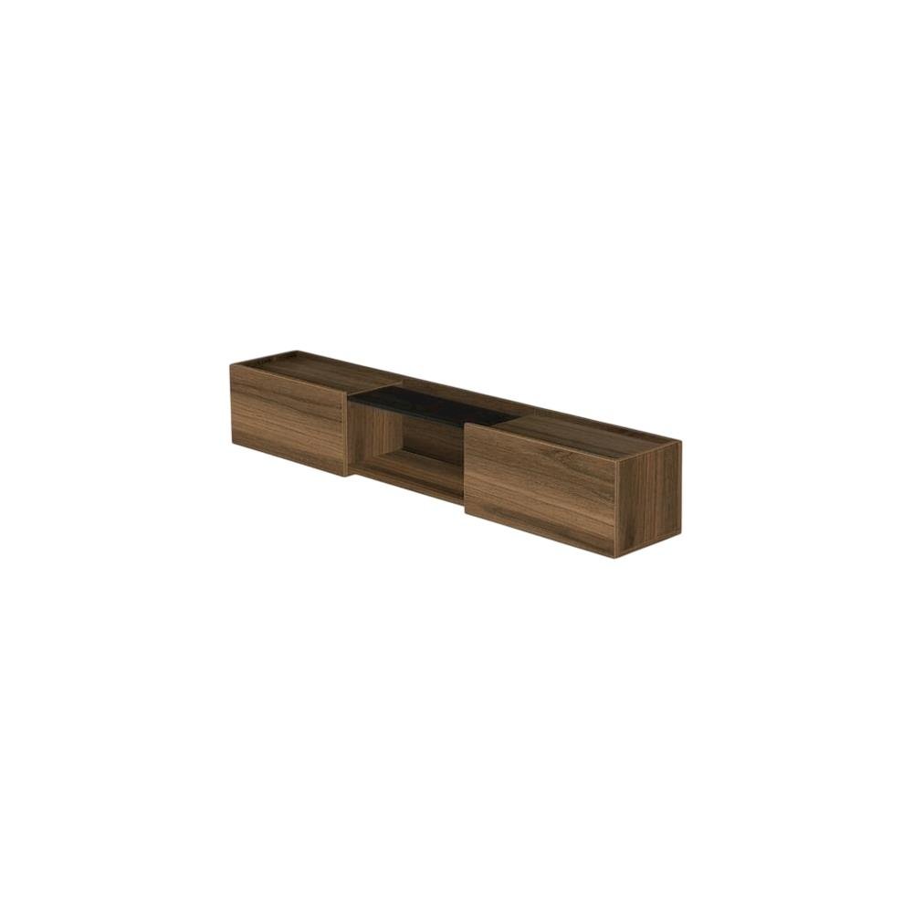 Walnut Wall-Mounted TV Stand for 65-Inch Screens with Engineered Wood Finish. Picture 1