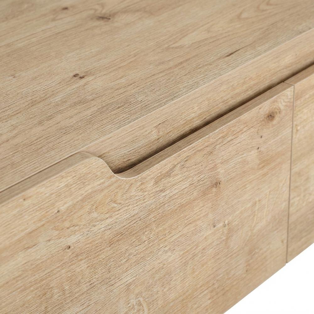 Beige Wall-Mounted TV Stand for Up to 80 Inch Televisions with Engineered Wood. Picture 5