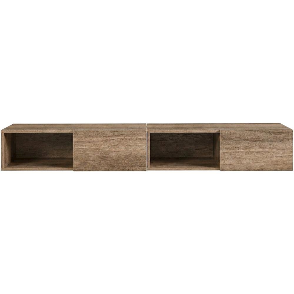 Wall Mounted TV Stand in Black with Modern Floating Shelf Design for 75-Inch TVs. Picture 4