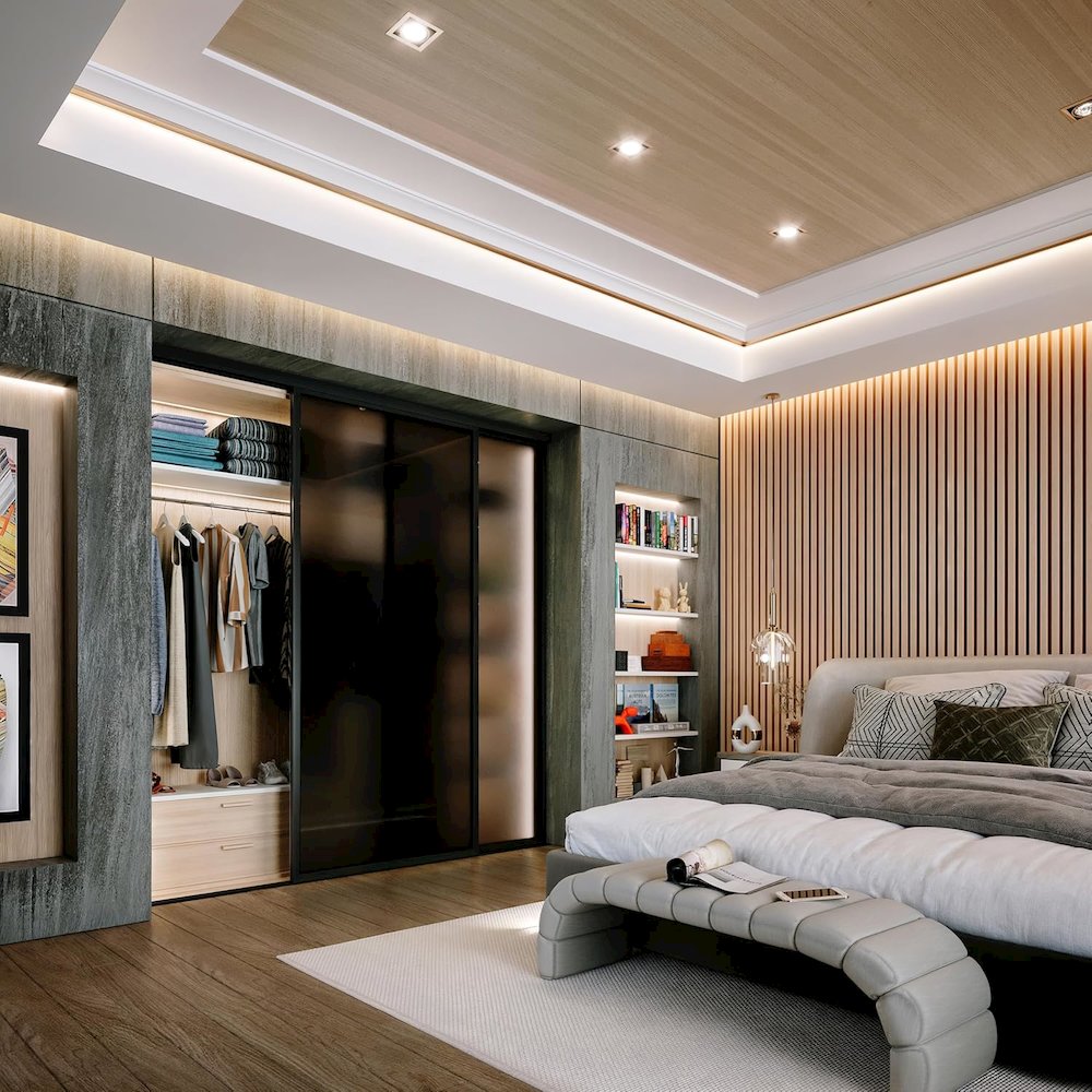 2 Panel Glass Sliding Closet Door with Aluminum Frame, Silent Glide Technology. Picture 3