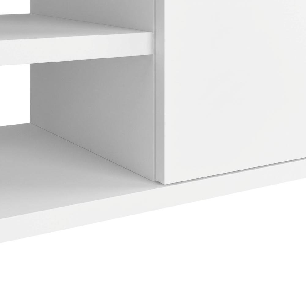 White Floating TV Stand with Wall Mount Design and Engineered Wood Finish. Picture 6