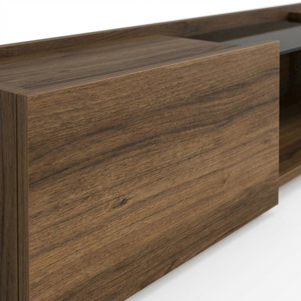 Walnut Wall-Mounted TV Stand for 65-Inch Screens with Engineered Wood Finish. Picture 5