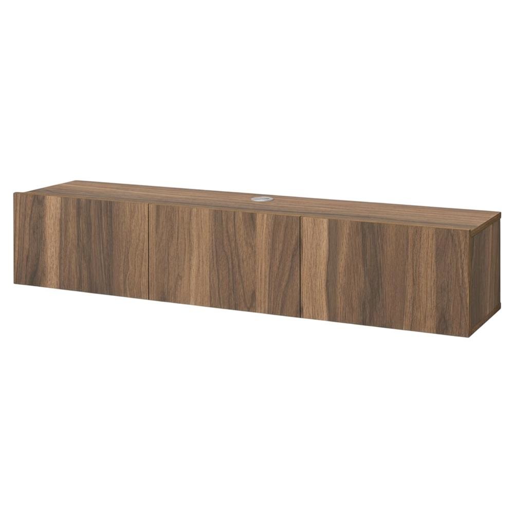 Brown floating TV stand with wall-mount design and modern appeal. Picture 1